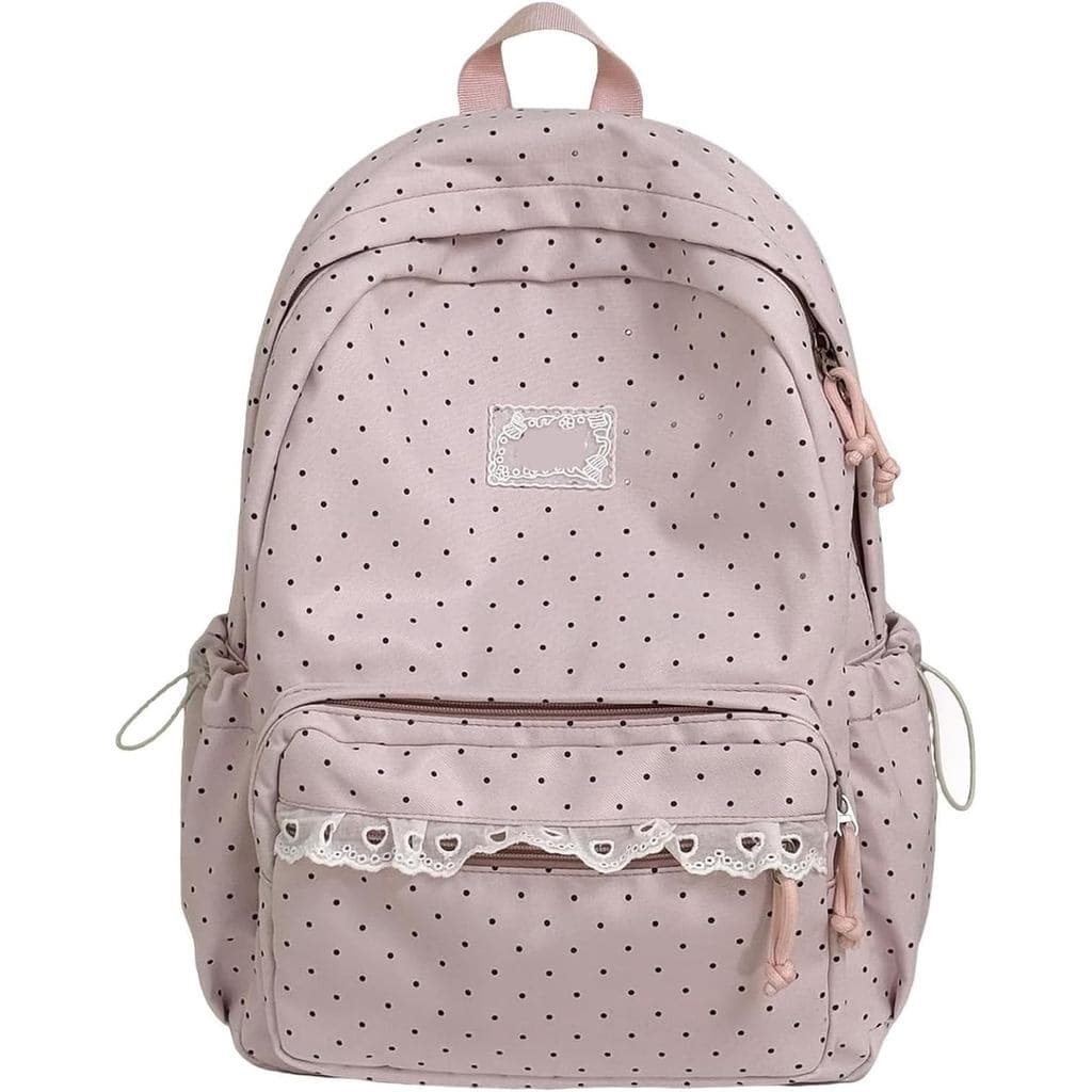 Linda mochila amarela com bolinhas - uma mochila fofa e de grande capacidade para laptop, com decoração de renda, adequa