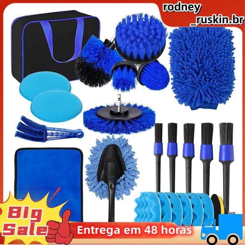 Acessório De Broca Elétrica Escova-Conjunto De 24 Peças De Lavagem De Carro Polidor Kit De Limpeza De Cozinha