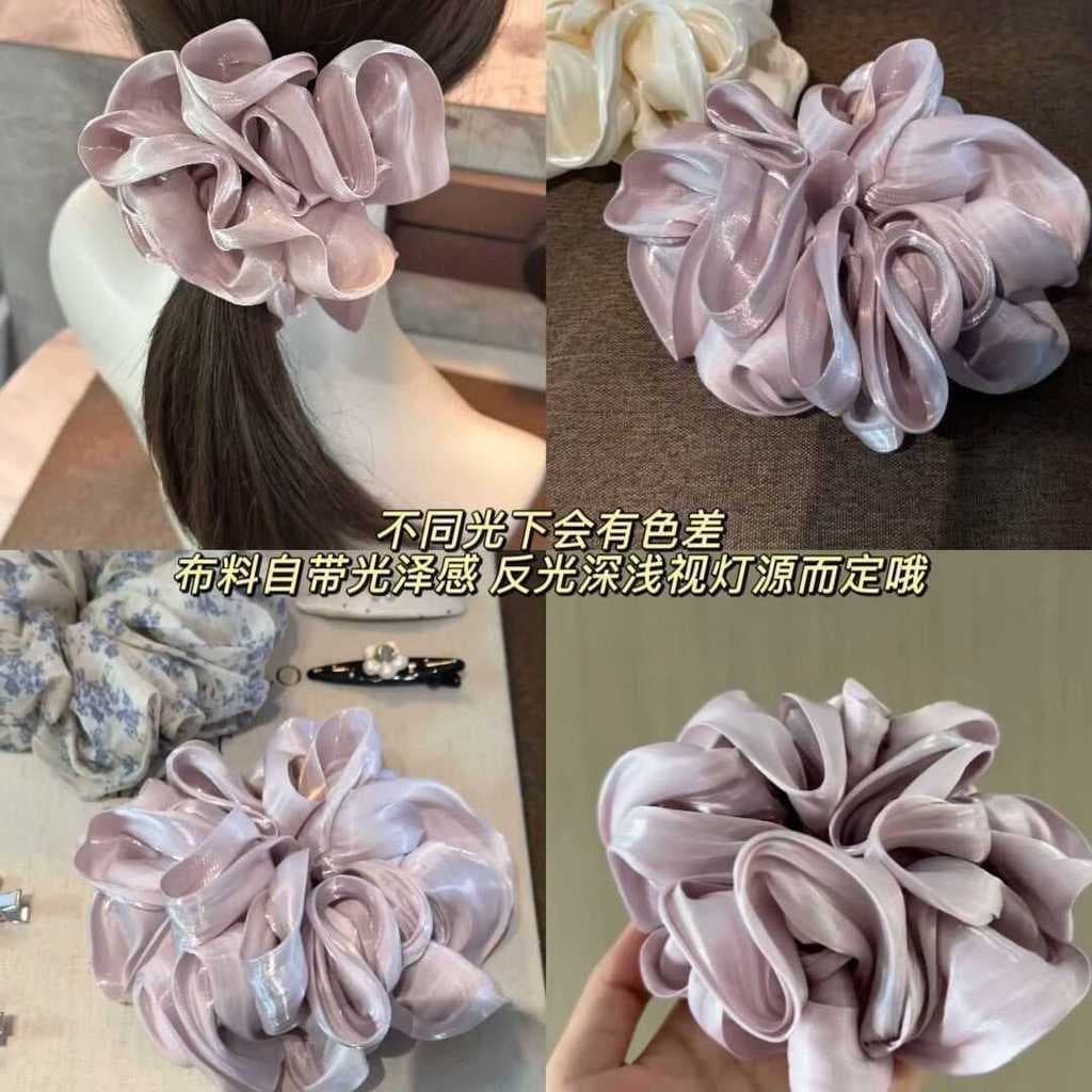 Laço de cabelo de pérola plissado francês fofo tridimensional sensação rechonchuda laço de cabelo flor cabeça corda de c
