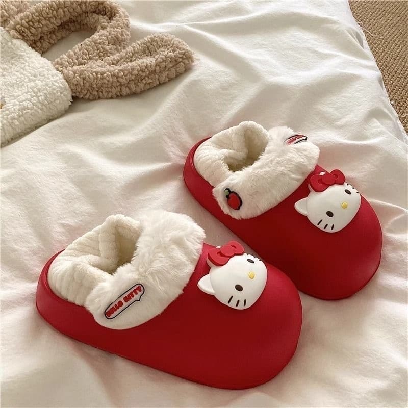Sapatos de algod茫o com plataforma Cute Kitty, adequados para o outono e inverno, antiderrapantes, quentes e remov铆veis.