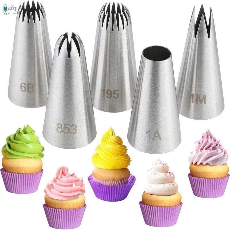 Conjunto De Bicos De Decoração De Bolo De Aço Inoxidável De 5-2D 1M 2A 2F 6B Para Sobremesa De Creme