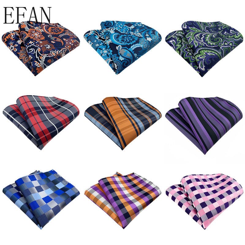 25CM Clássico Floral Azul Marinho Rosa Xadrez Jacquard Tecido Seda Sentir Bolso Masculino Quadrado Casamento Festa De Ne