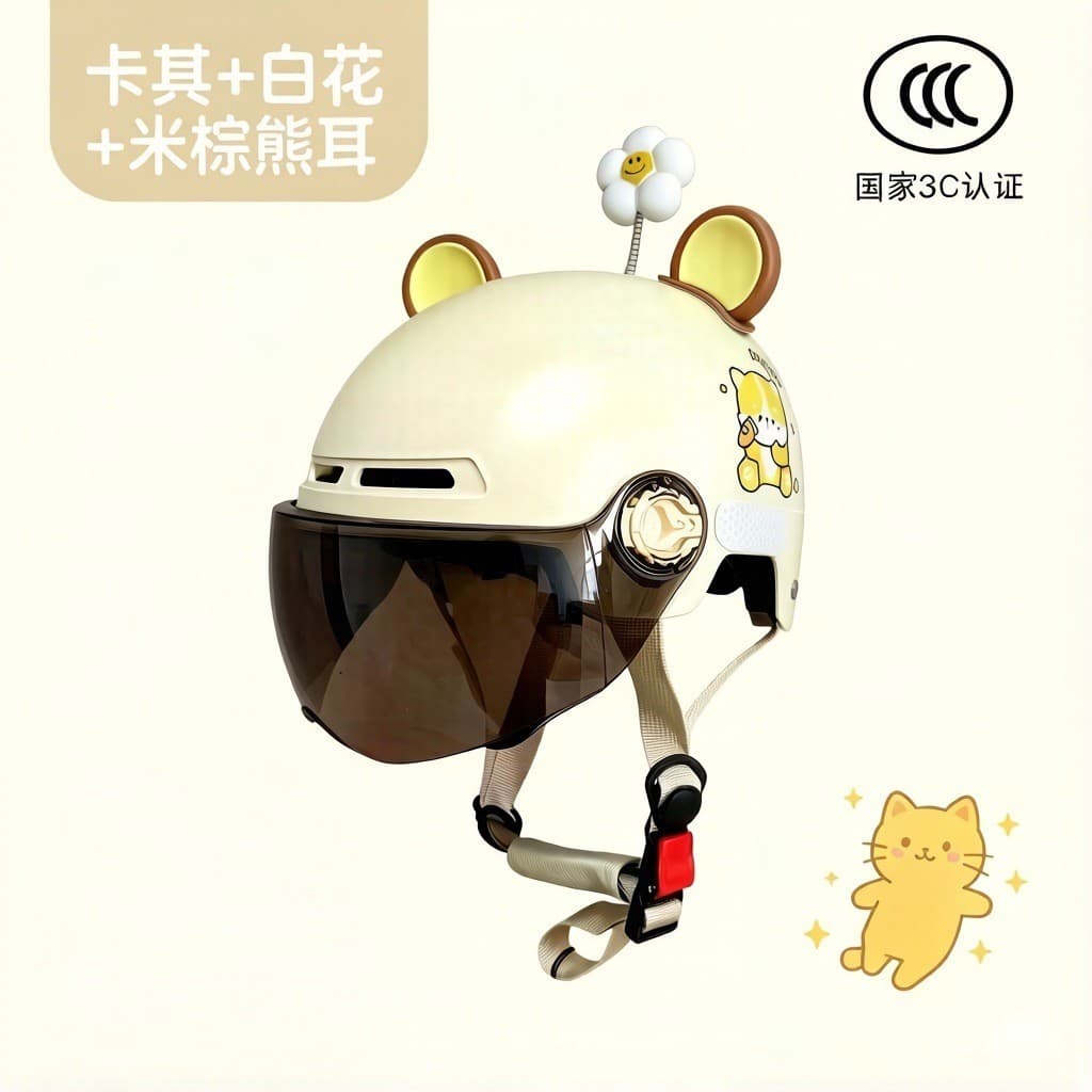 Novo capacete infantil para veículos elétricos, certificado pelo padrão nacional 3C, para meninos e meninas, capacete de