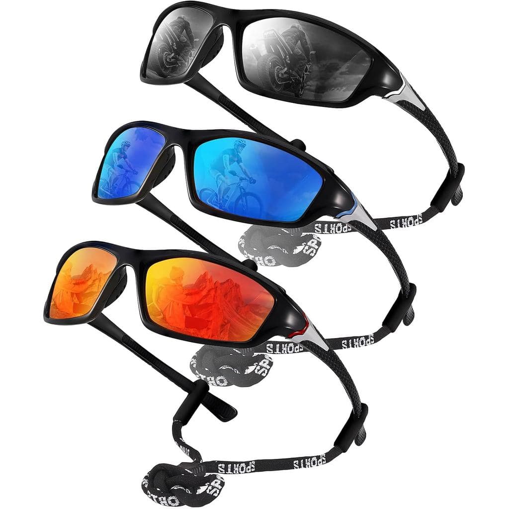 JATEBI Pacote com 3 Óculos de Sol Esportivos Polarizados para Homens e Mulheres, Óculos de Sol Masculinos com Proteção U