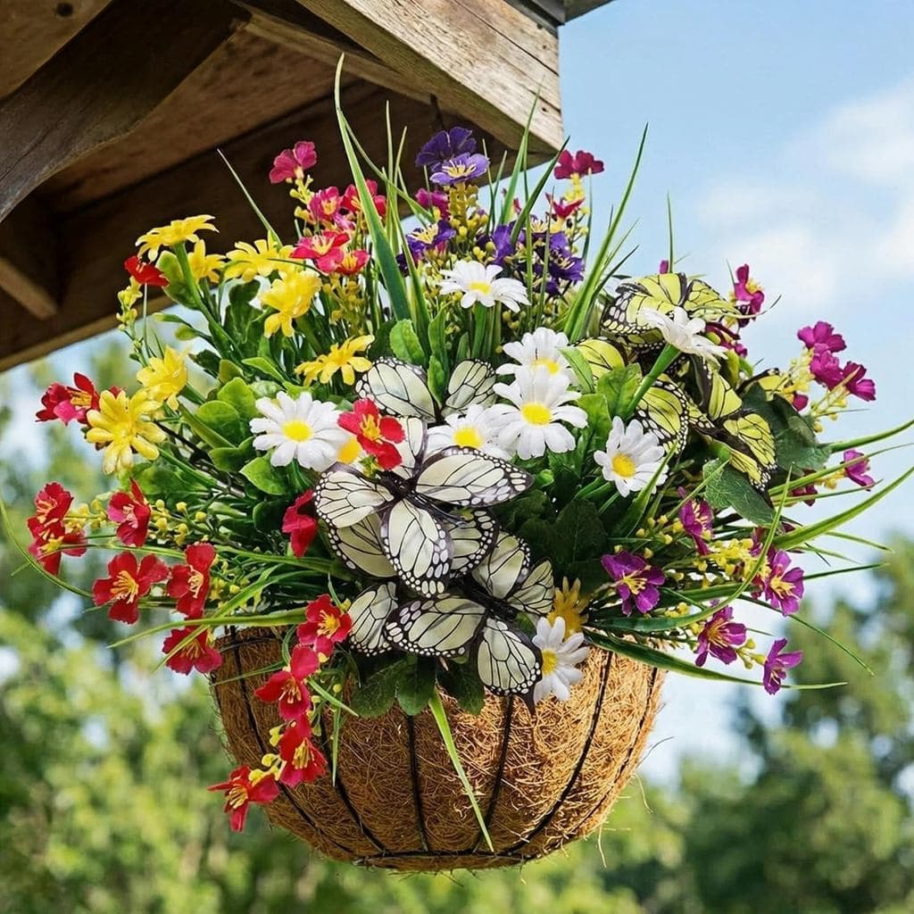 Flores Artificiais para Exterior, 12 Pacotes de Flores Falsas Resistentes aos Raios UV |   Não necessita de rega, resist