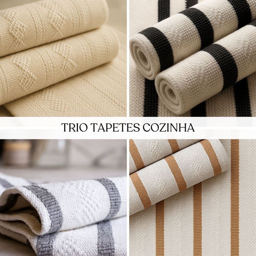 Kit Tapete Cozinha Algodão Passadeira Mandacaru 3 Peças Antiderrapante