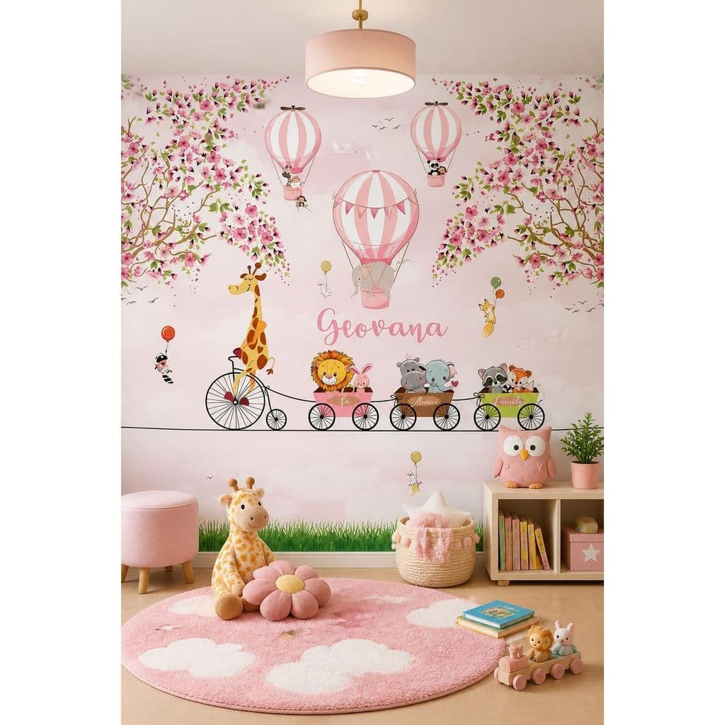 Papel de Parede Infantil Animais e Bicicletas AL 21