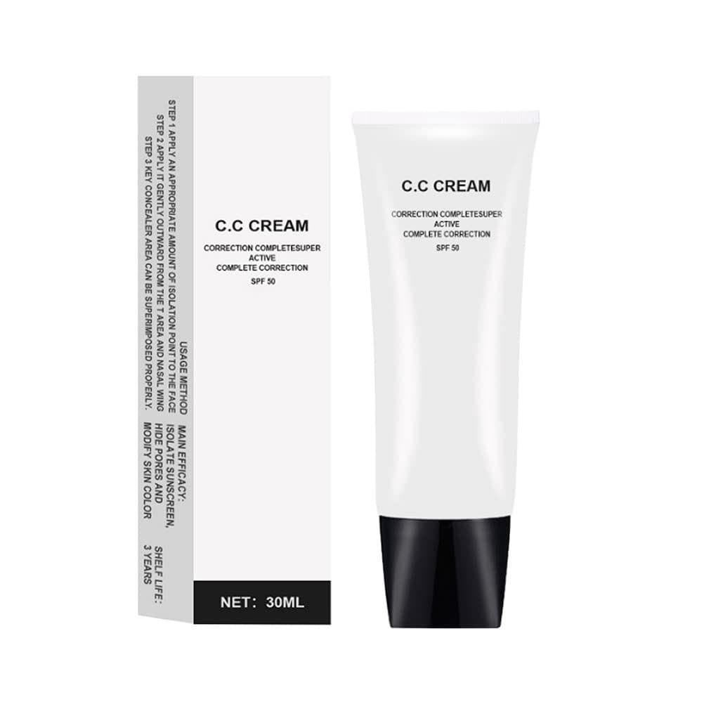Creme C.C SPF 43, Ajuste de Tom de Pele, Correção de Cor da Maquiagem, Hidratante, para Pele Madura (Marfim)