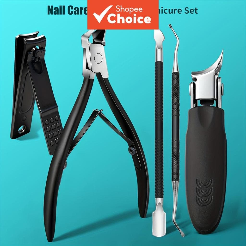 Conjunto de 5 corta-unhas profissionais com alicates de cutículas para unhas encravadas, cortadores de unhas e
