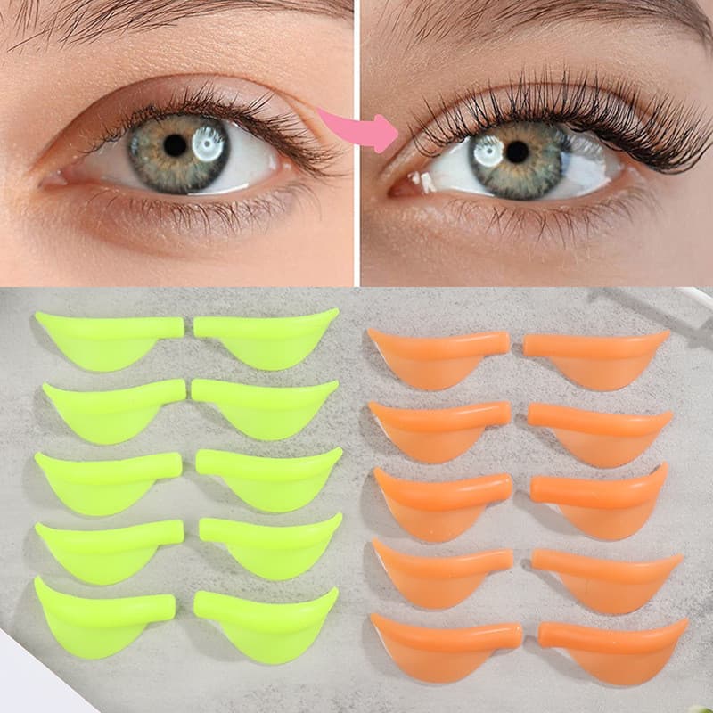 Venda quente novo estilo fluorescente verde cílios perm ferramenta junta de silicone 5 pares conjunto cílios perm boneca