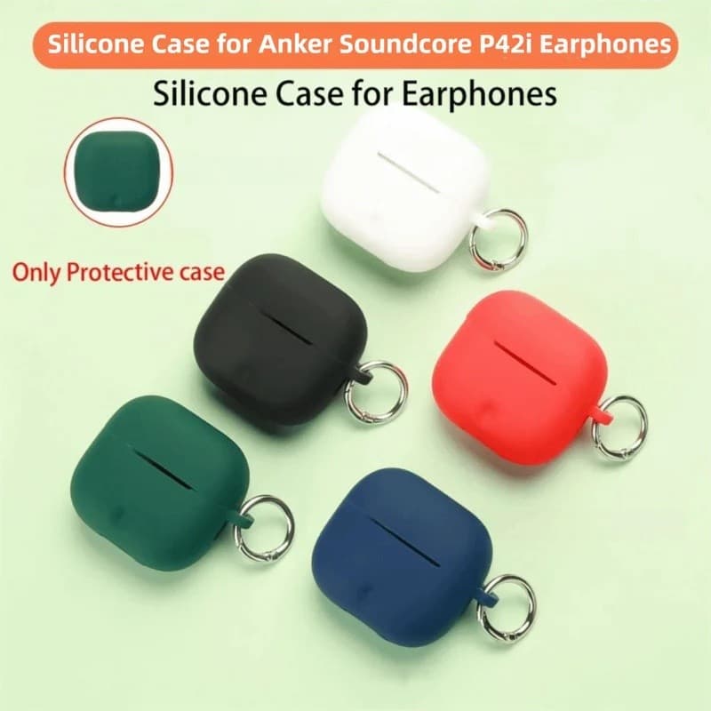 Capa De Silicone Macio Para Anker Soundcore P42i Fones De Ouvido SoundcoreP42i AnkerP42i Sem Fio Bluetooth Metal Snap Ho