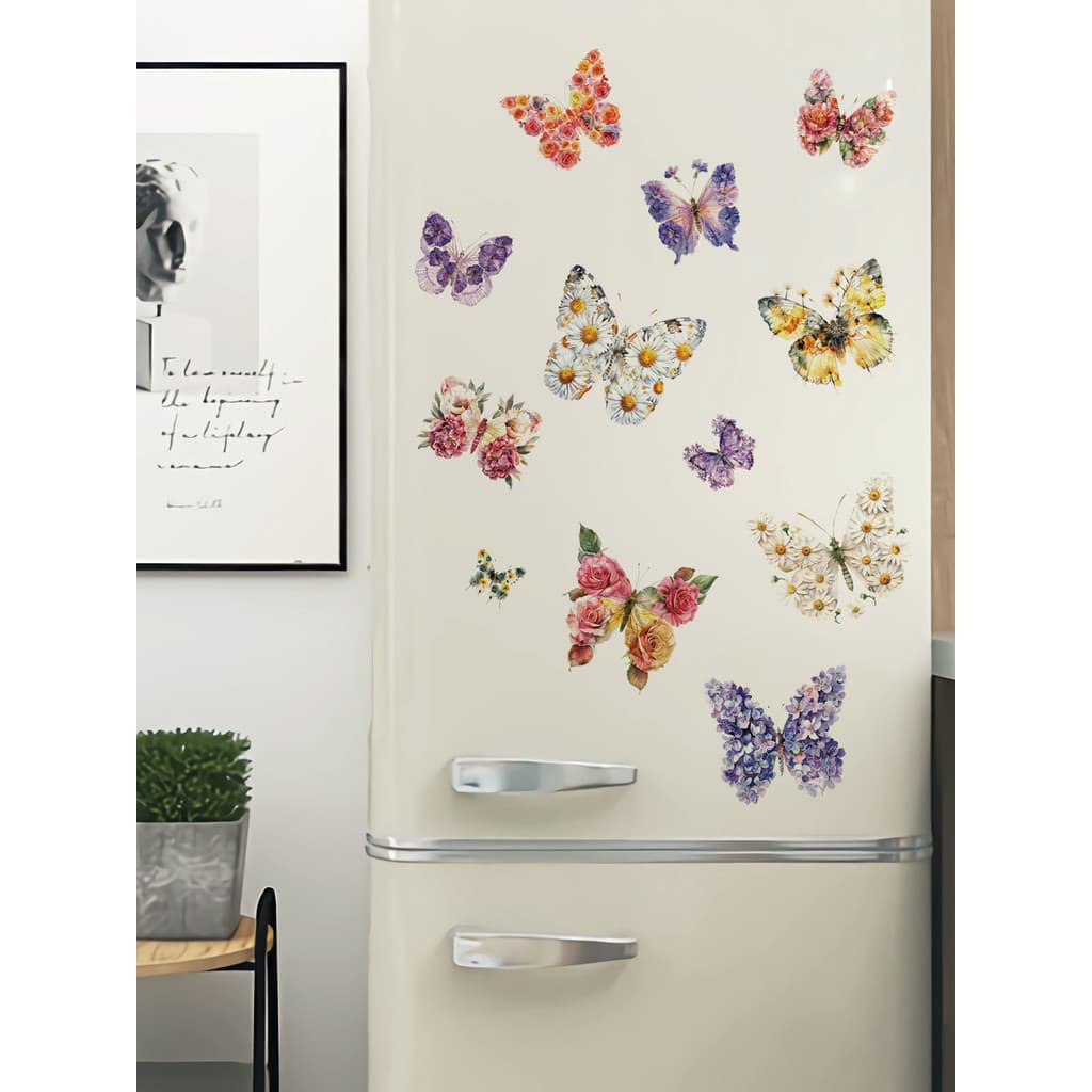 Simples flor borboleta adesivo de parede auto-adesivo decoração de parede pintura banheiro telha papel de parede auto-ad
