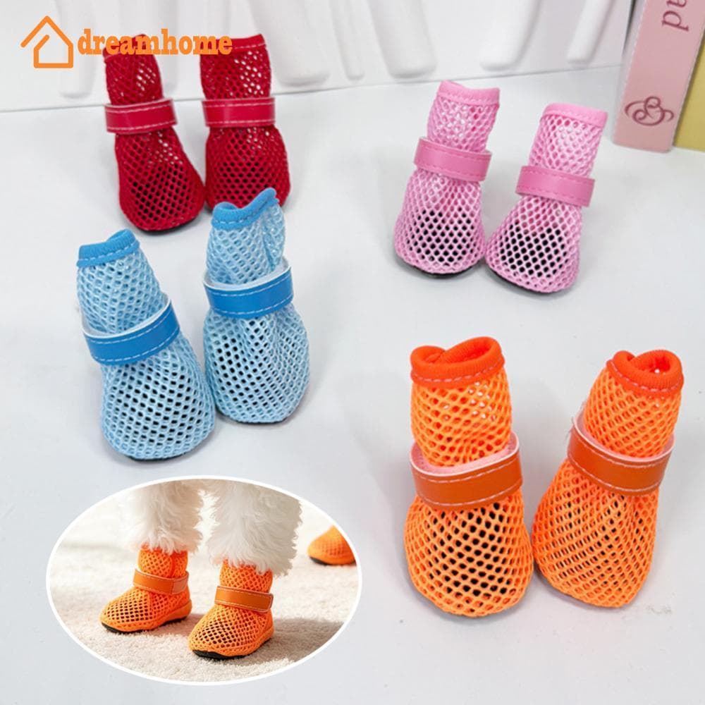 DREAMHOME Sapatos De Malha Respirável Para Cães Pequenos Sola Macia Antiderrapante Botas Animais De Estimação Primavera