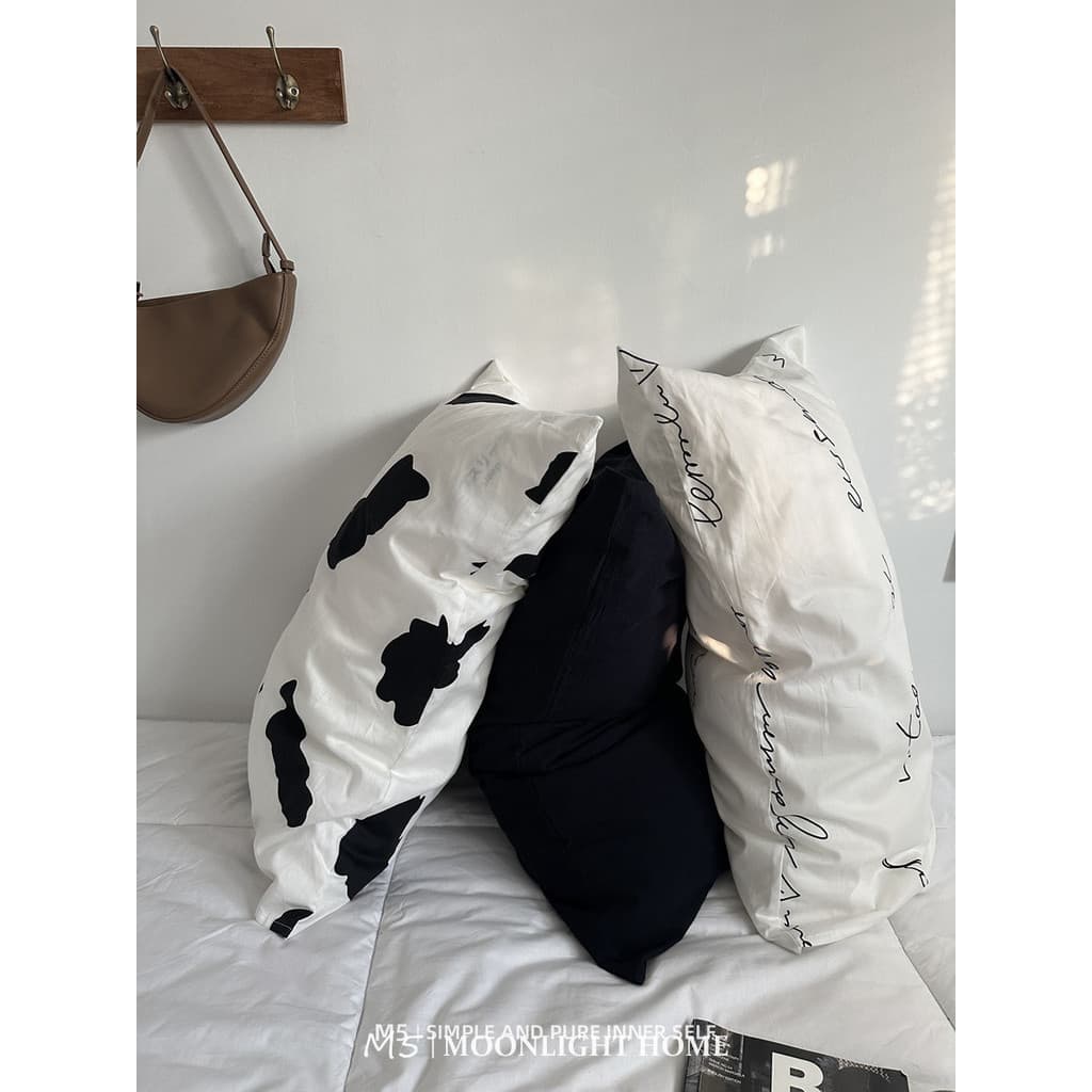 Preto branco único produto combinando algodão puro fronha par travesseiro núcleo forro capa de couro único 48x74cm fronh