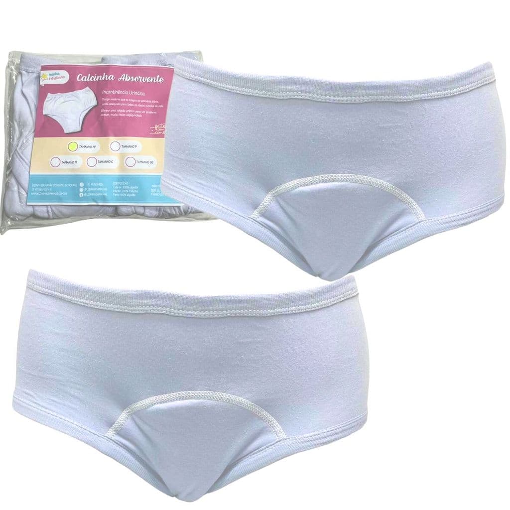 Calcinha Absorvente Algodão Segura Escapes Urina 2un Bco