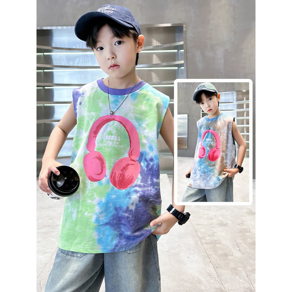 Roupas infantis meninos colete Tie-Dye street Wear estilo fino roupas de verão 2026 novo estilo grandes crianças sem man