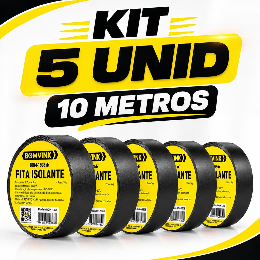 Kit 1 3 5 Fita Isolante Anti chama Profissional protege fio Elétrico resistente fogo