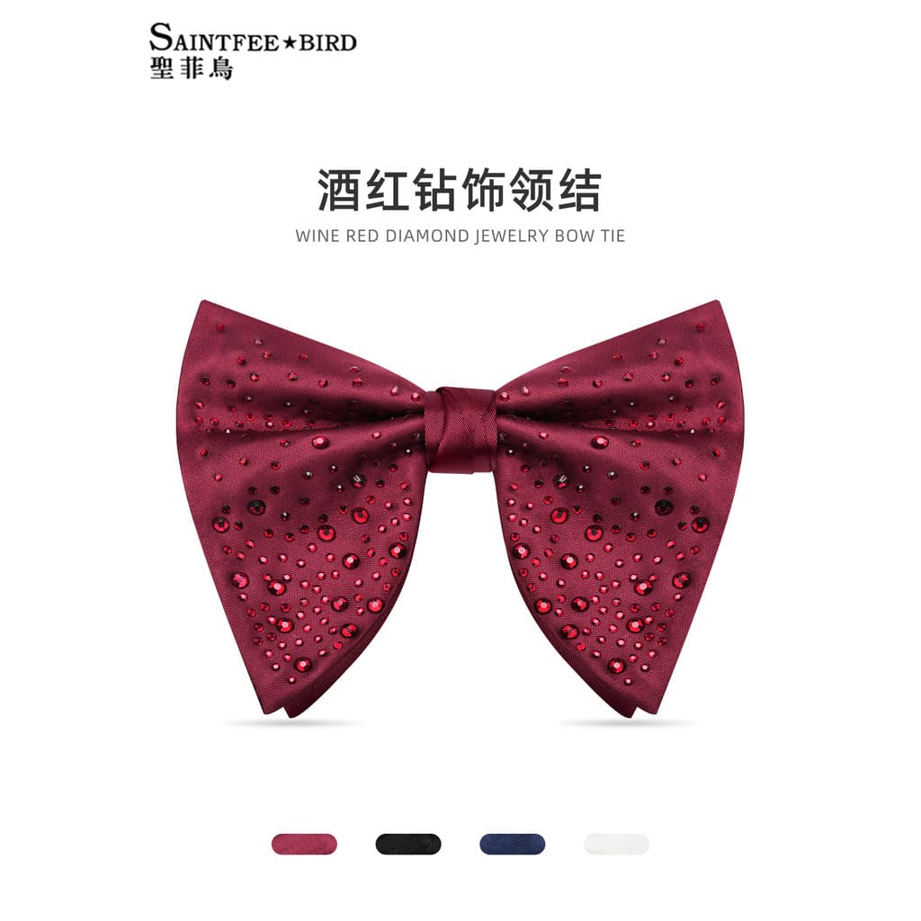 Vinho vermelho diamante gravata borboleta masculino casamento noivo High-End estilo britânico terno camisa arco vestido