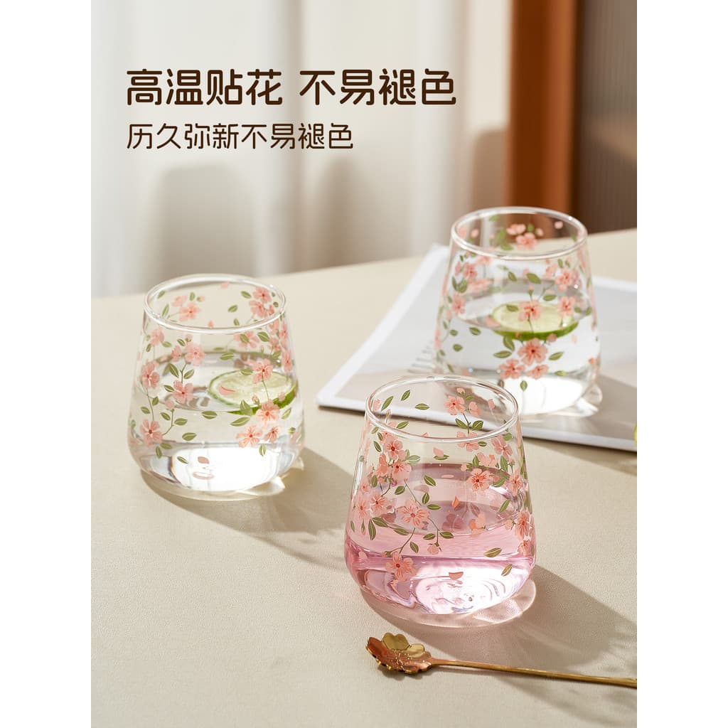Copo pequeno de vidro fresco com alto teor de borosilicato, copo de água para meninas, água potável de alta temperatura,