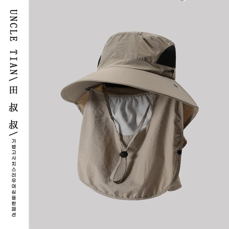 Chapéu balde masculino verão Anti-ultravioleta viagem ao ar livre chapéu de sol pesca rosto-cobrindo chapéu de sol aba g