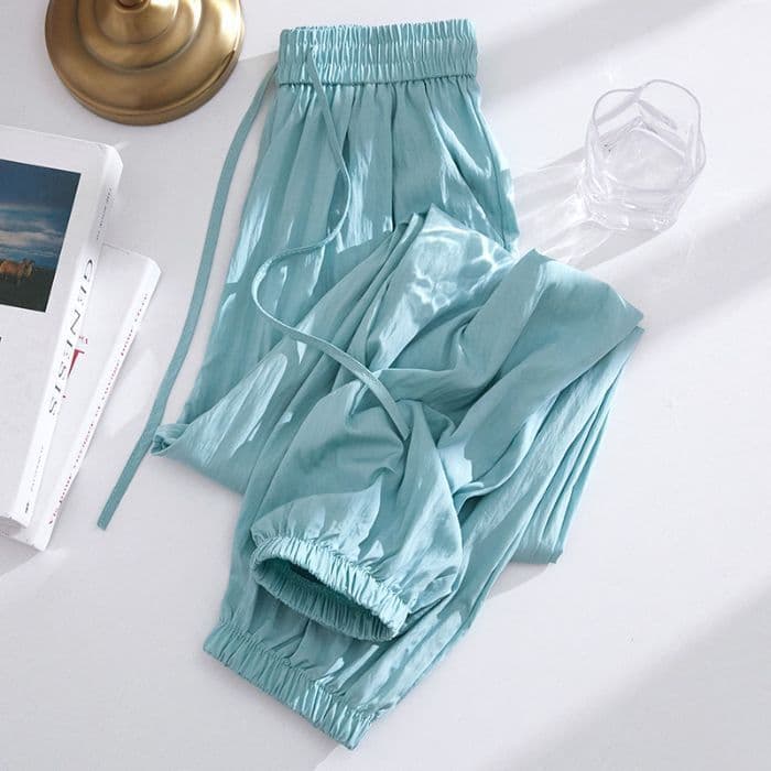 Calças casuais de secagem rápida de seda gelo verão novo estilo fino multicolorido esportes protetor solar Sweatpants ta