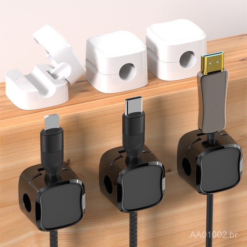 Organizador magnético de cabos para mesa, suporte para cabos de dados de celular, suporte para armazenamento de cabos de