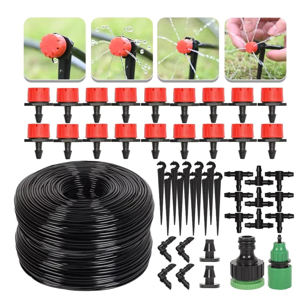 Kit de Irrigação Completo Para Vasos Gotejador Para Horta Jardim 10/15/20m