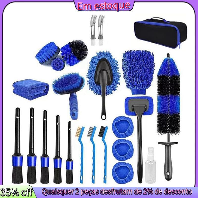 Kit Profissional 24pcs Conjunto De Escova , Ferramentas De Detalhamento De Carro Escovas De Limpeza De Pára-Brisa