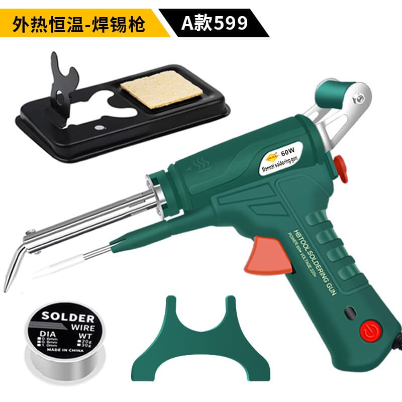 Kit de Soldagem Portátil com Luz e Interruptor, Ferro de Solda Elétrico Automático 599A para Uso Doméstico CO2X