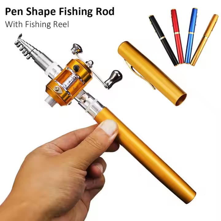 Ultra curto pequeno peixe caneta vara mini vara de rocha caneta Metal bolso de pesca no gelo vara de pesca portátil