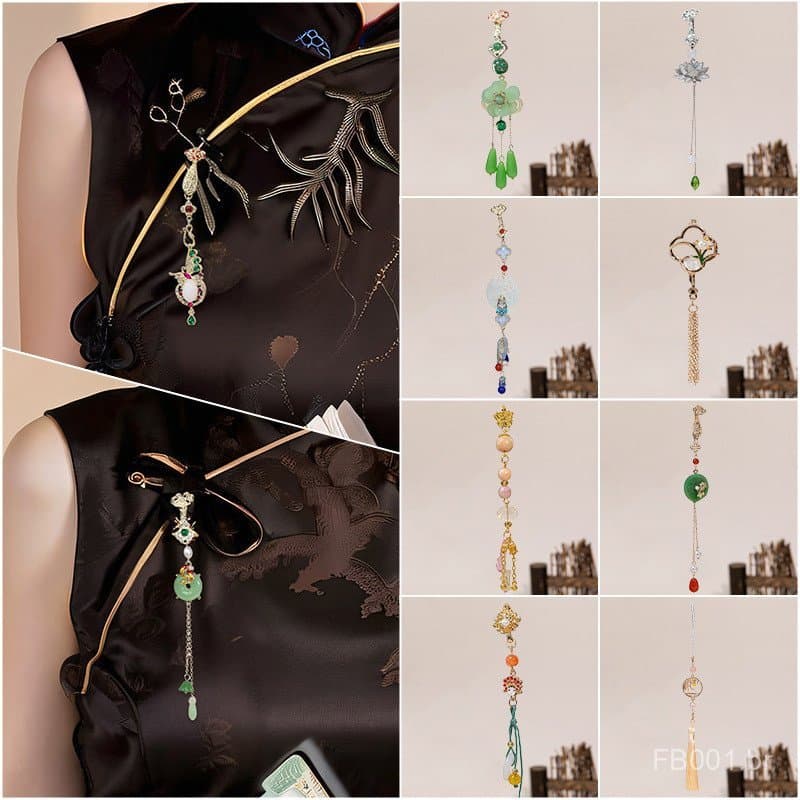 Acessório de broche para cheongsam e hanfu, novo broche feminino de estilo antigo, presente elegante, pingente de estilo