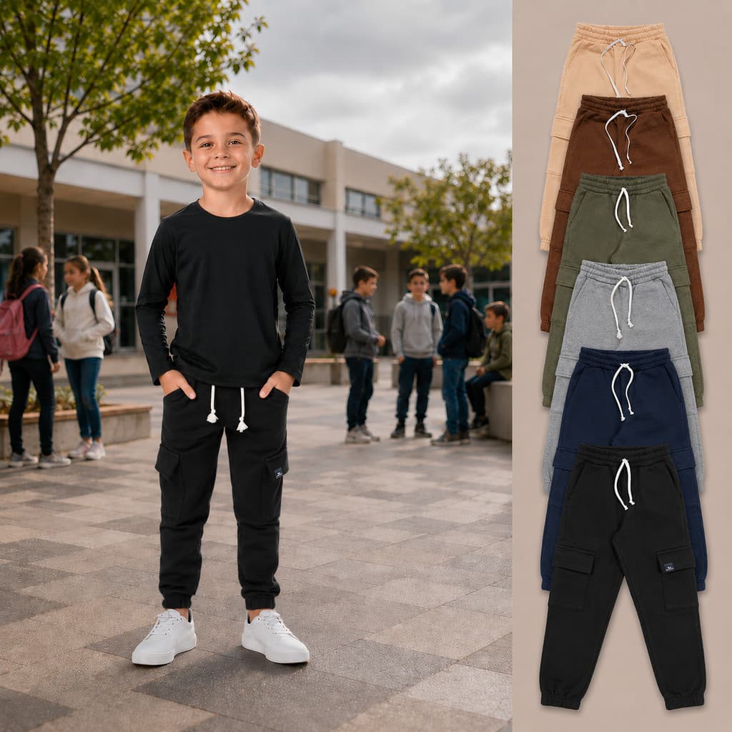 Calça Infantil Menino Cargo Moletinho Leve Elástico Inverno