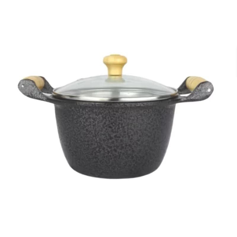 Caldeirão Alumínio Fundido Batido Polido ou Preto Craqueado 16 a 20cm - Tampa de vidro