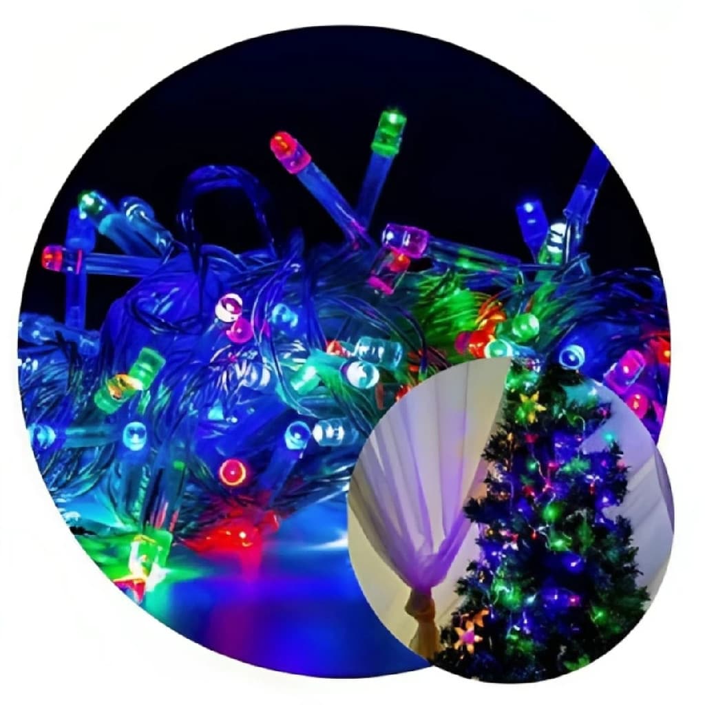 kit 8 Pisca pisca LED Colorido 40 Lampadas 4 Metros Fio Transparente Natal Iluminação Luzes Decoração
