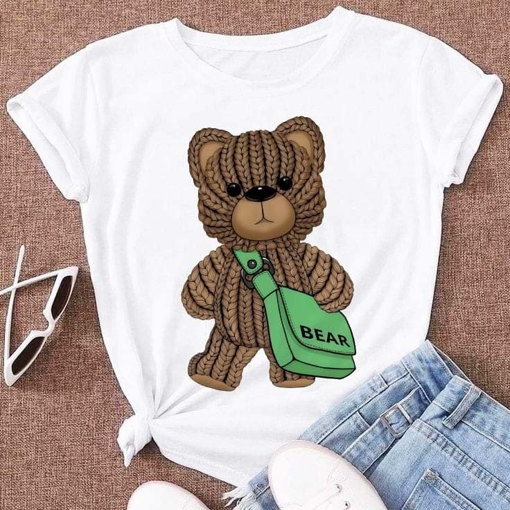 Camiseta T-shirt Feminina Estampa Urso Bear