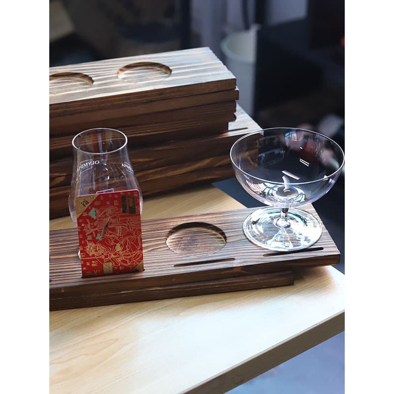 Cartão inserível copo de vinho suporte de madeira Base profissional uísque degustação copo cheiro café suporte de madeir