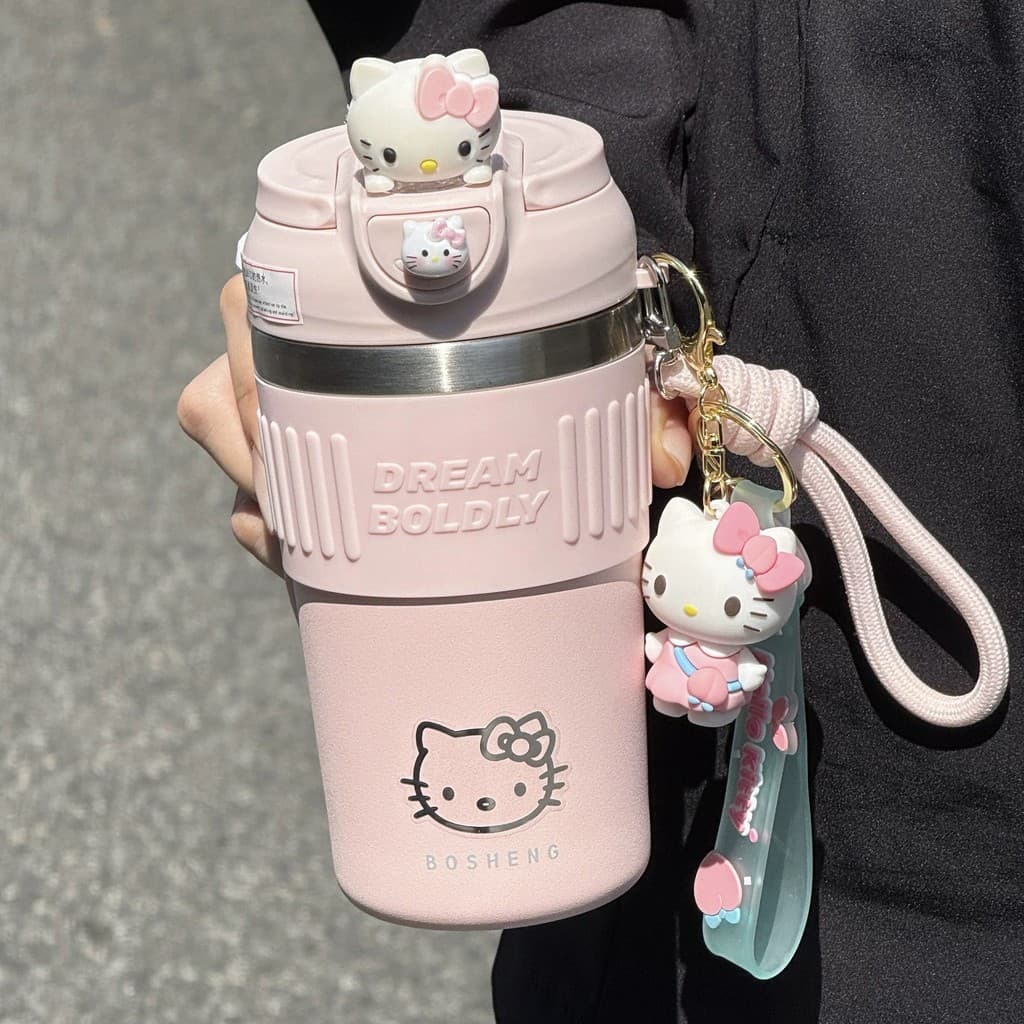 Hellokitty copo de água xícara de café bonito de alto valor meninas copo térmico estudantes escola dedicado copo de arma