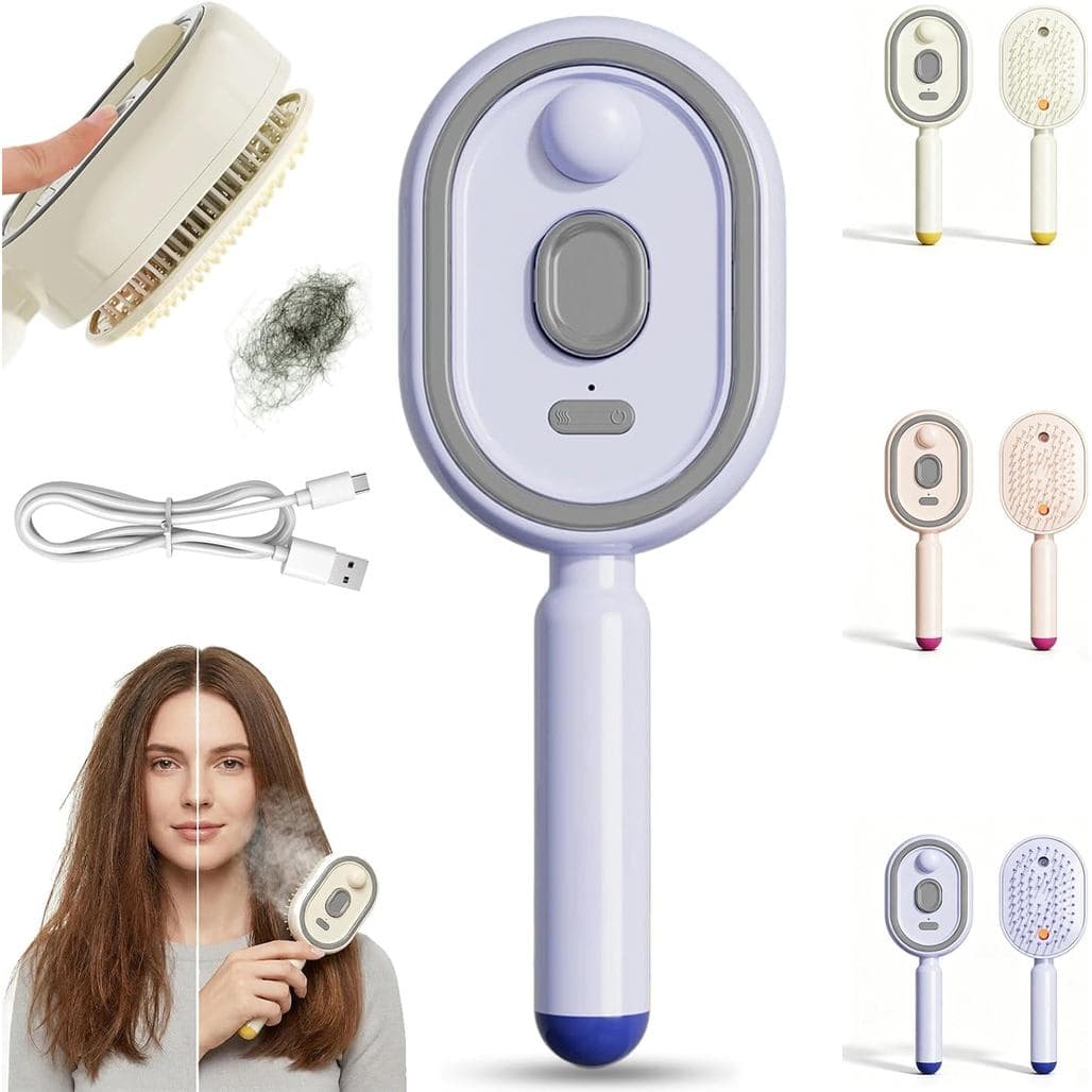 Escova a Vapor Elétrica, Nova Escova Alisadora a Vapor 2026, Escova a Vapor Elétrica Portátil para Cabelo, Pente Quente