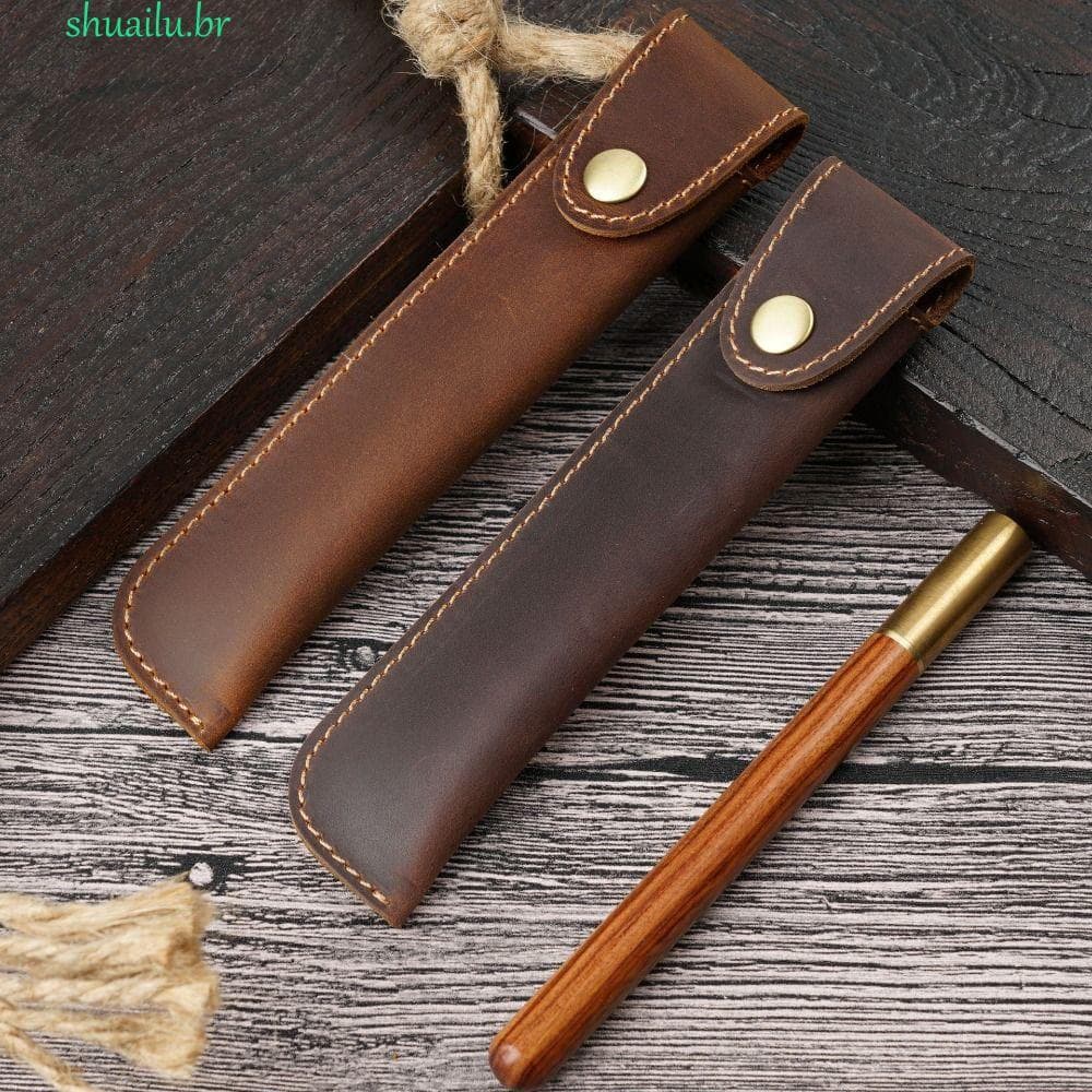 SHUAILU Estojo Para Caneta Tinteiro , Capa De Couro Genuíno , Bolsa Vintage Feita À Mão De Alta Qualidade