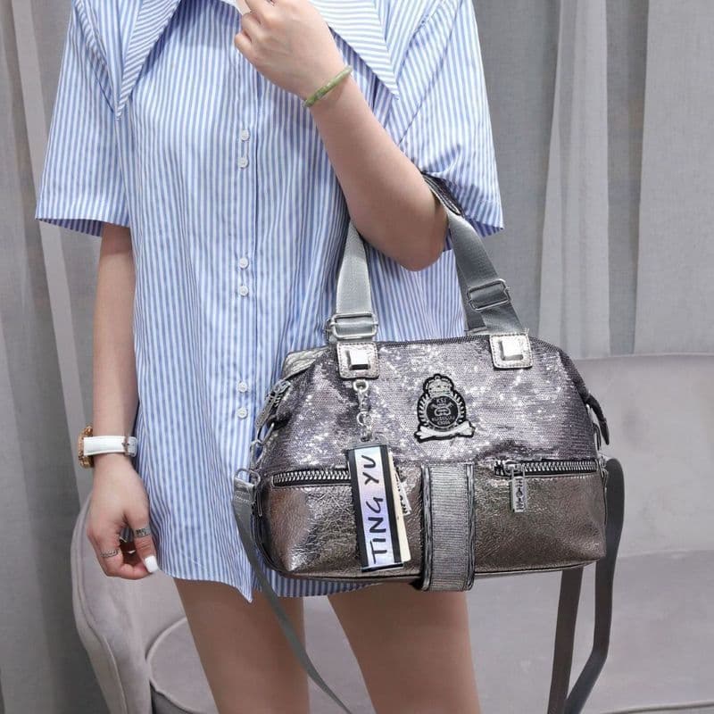 Estilo ocidental bolsa de grande capacidade feminina novo estilo leve lantejoulas ombro mensageiro saco moda Commuter sa