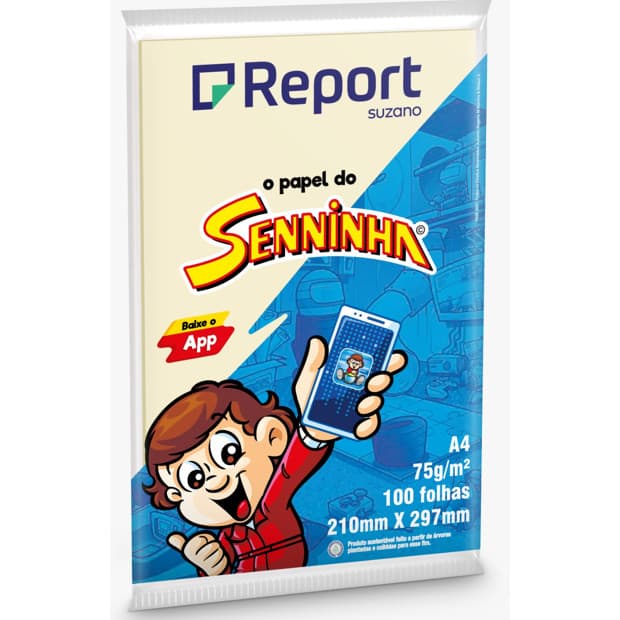 Papel A4 Amarelo 75g 100 Folhas Report Seninha Sulfite