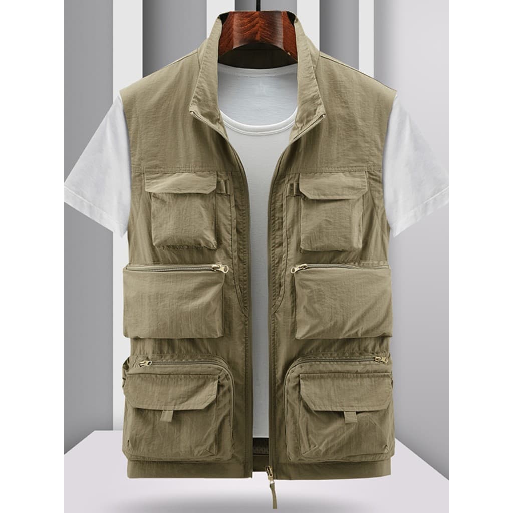 Primavera verão ao ar livre tamanho grande colete masculino Multi-bolso geral colete masculino estilo fino fotografia co