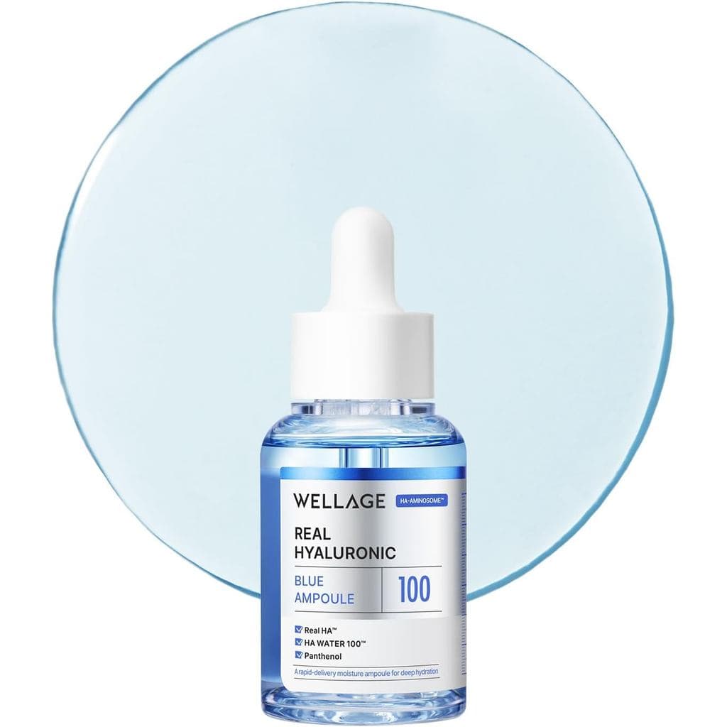 WELLAGE Ampolla Azul De Ácido Hialurónico Real 100, Cuidado De La Piel Coreano, Sérum De Ácido Hialurónico Sin Fragancia