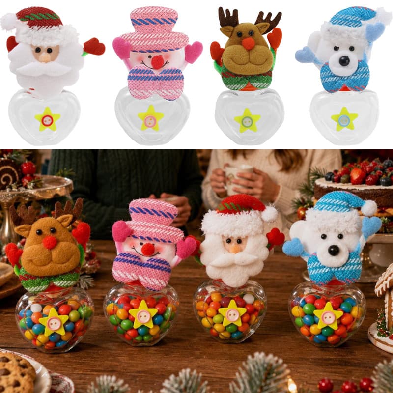 Natal Elk Urso Modelagem Lanche Pode Estilo Dos Desenhos Animados-Mini Pote De Doces Em Forma De Coração Decoração De Fe