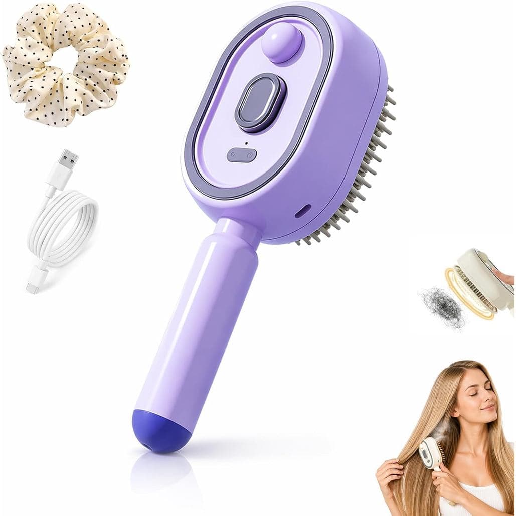 Escova de Vapor Elétrica para Cabelo, Alisador Recarregável com Névoa, Pente Desembaraçador, Escova de Vapor Anti-Frizz