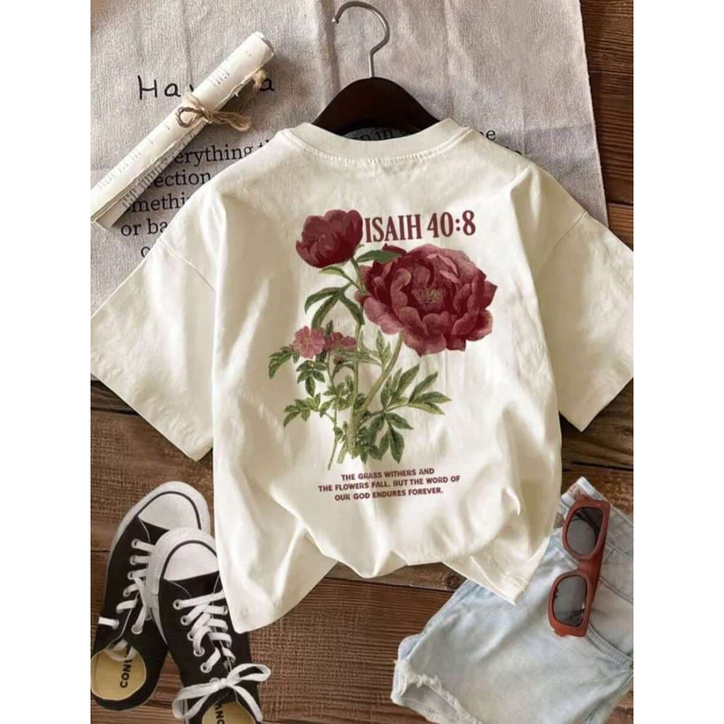 Camiseta Feminina Estampada 100% Algodão Premium Modelo: "Isaiah 40:8"