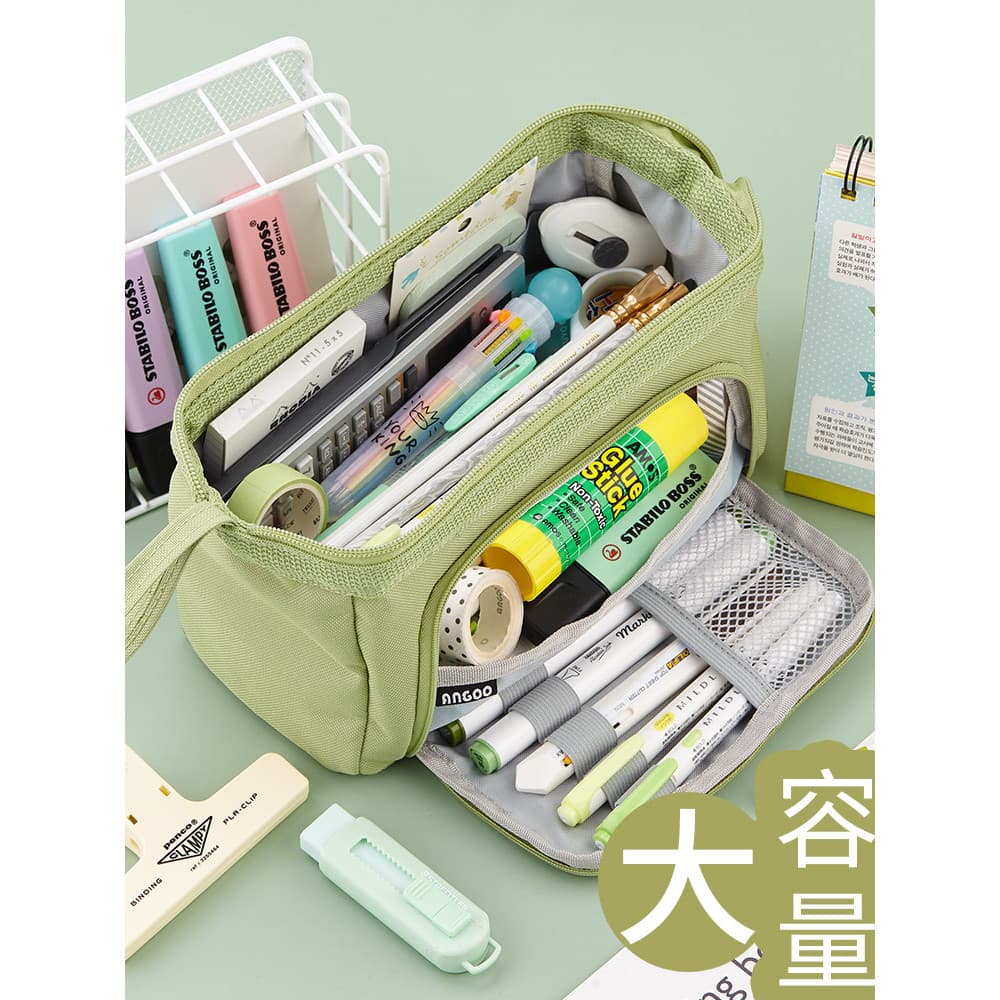 Ancome Simple Junior High School Feminino Caixa de papelaria japonesa Estojo estilo menina Bolsa de papelaria de grande