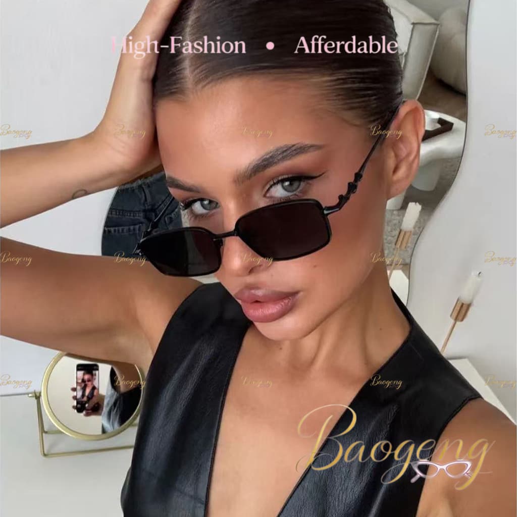(BAOGENG) Nova Chegada Estilo Euro Americano Óculos De Sol Quadrados De Metal Unissex Moda UV400 Para Homens Mulheres Vi