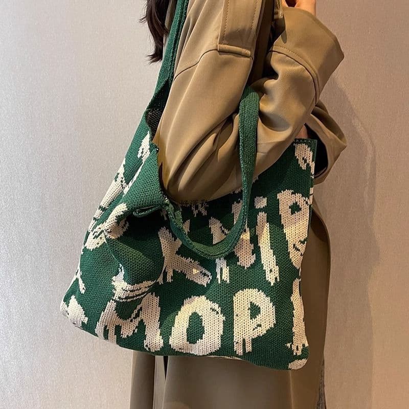 K bolsa de malha tamanho grande bolsa All-Match primavera verão moda um ombro textura de trabalho Commuter Tote saco de