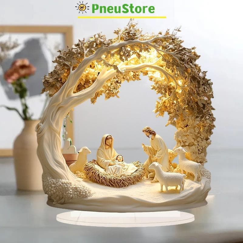 haostone Decoração De Mesa Estátua Da Família Árvore Vida Recém-Nascido Acrílico Placa Plana Ornamentos Para Casa tiu9